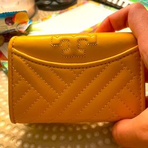 Tory Burch golden yellow quilted wallet